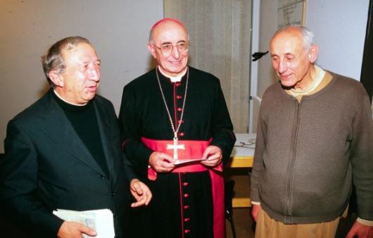 1987 10 03 con card. Biffi e Giussani, altro relatore per il Congresso eucaristico diocesano