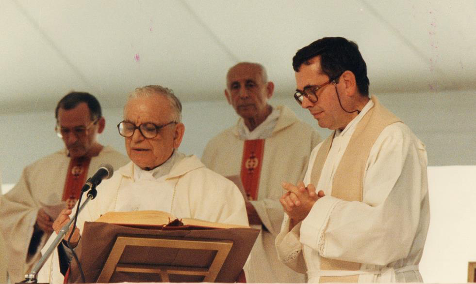 1993 10 04 con don Giulio Salmi - Antonio Allori e Athos Righi - Villa Pallavicini